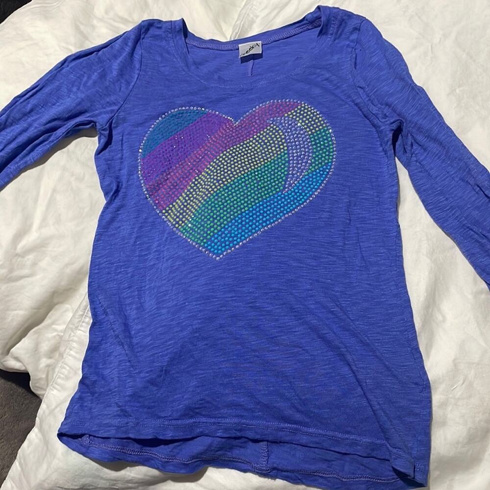 Cheeky 6 periwinkle blue heart studded detail 3/4 sleeves cotton modal euc soft